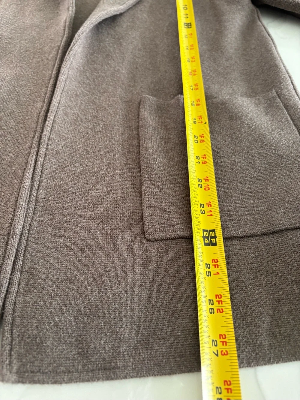 Quince Brown Knit Open-Front Cardigan S